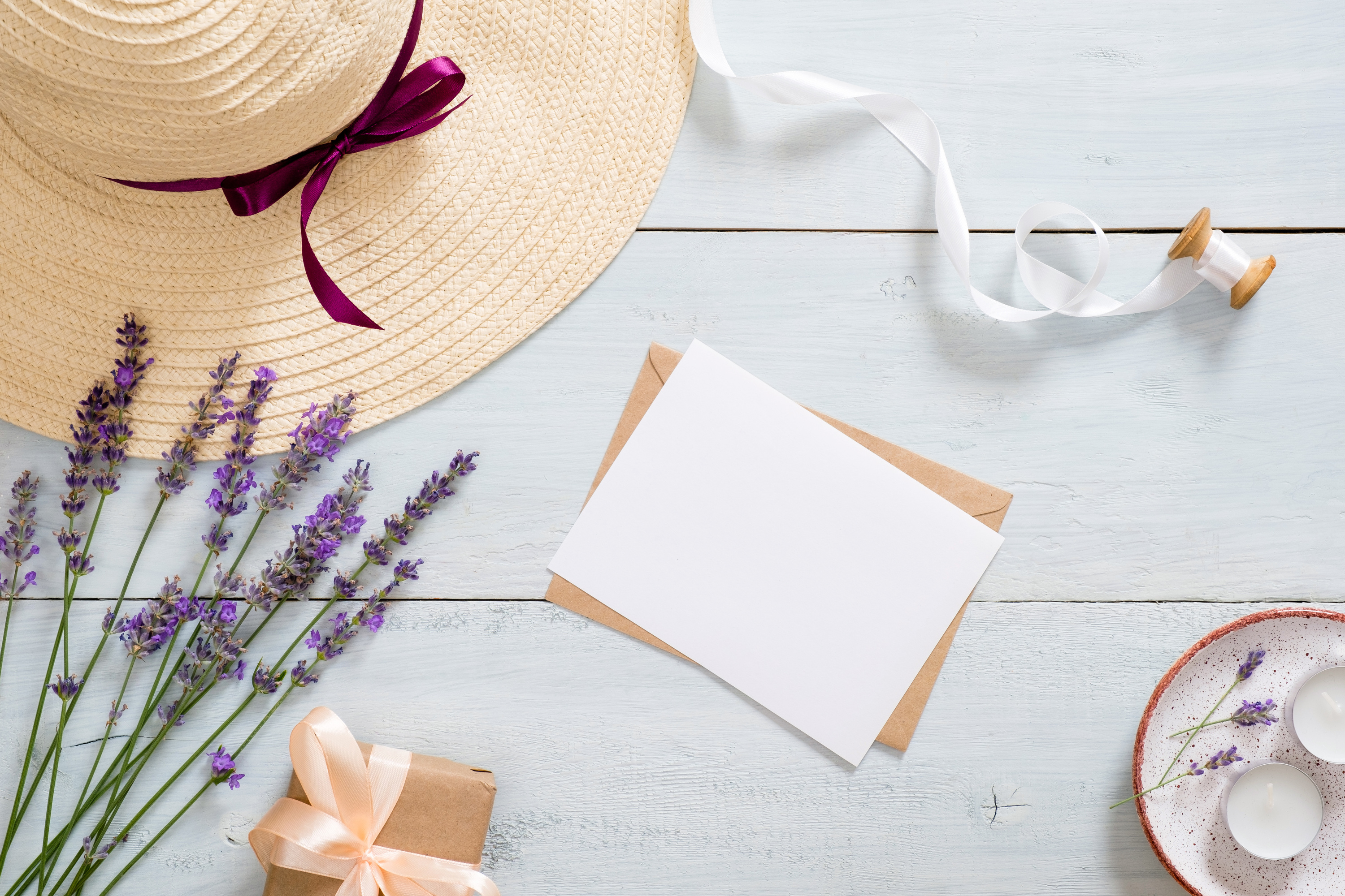 Greeting Card Mock Up with Flowers