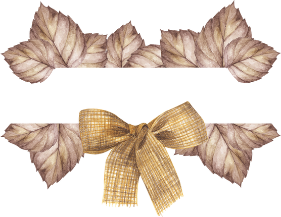 Watercolor Autumn Leaves with Bow